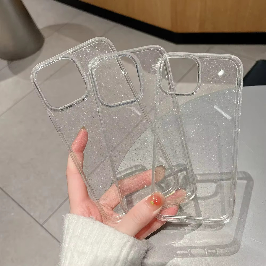Luxuriöse Glitzer Stoßstangen Bling Schutzhülle aus Silikon und Acryl für dein Apple iPhone in Transparent - Bild 3