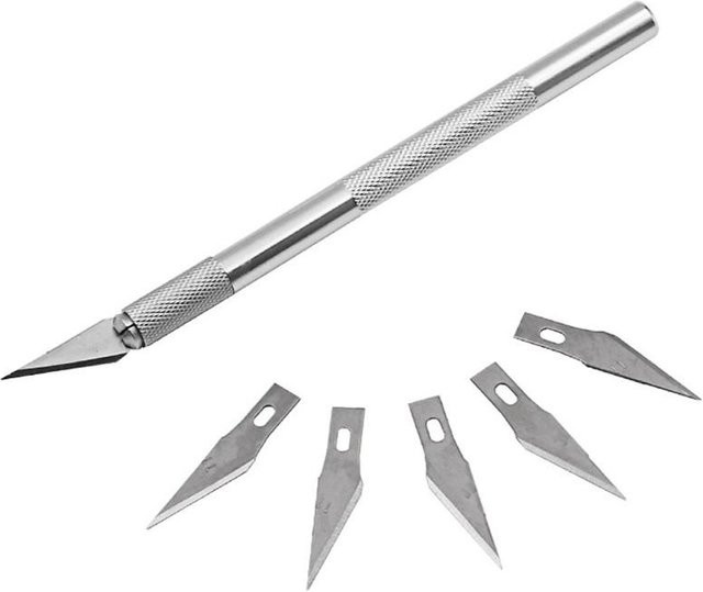 Beautybaby Skalpellmesser aus Metall mit 5-teiligem Klingen-Set in Silber für Gravur und Handwerksarbeiten - Bild 1