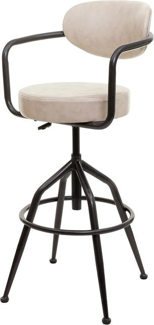 PROREGAL Barhocker Industrial Style mit Lehne, höhenverstellbar, 360 Grad drehbar, Beige, Wildleder-Optik - Bild 1