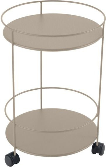 Fermob Guingütte Beistelltisch mit Rollen aus Metall in Beige - Bild 1