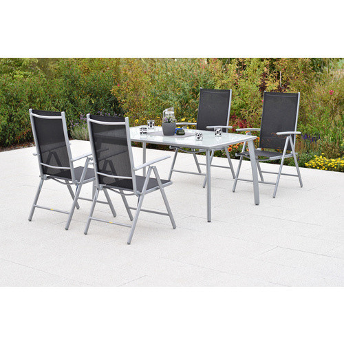 MERXX Gartenmöbel-Diningset Amalfi, 5-teilig, Aluminium und Glas, schwarz - Bild 2
