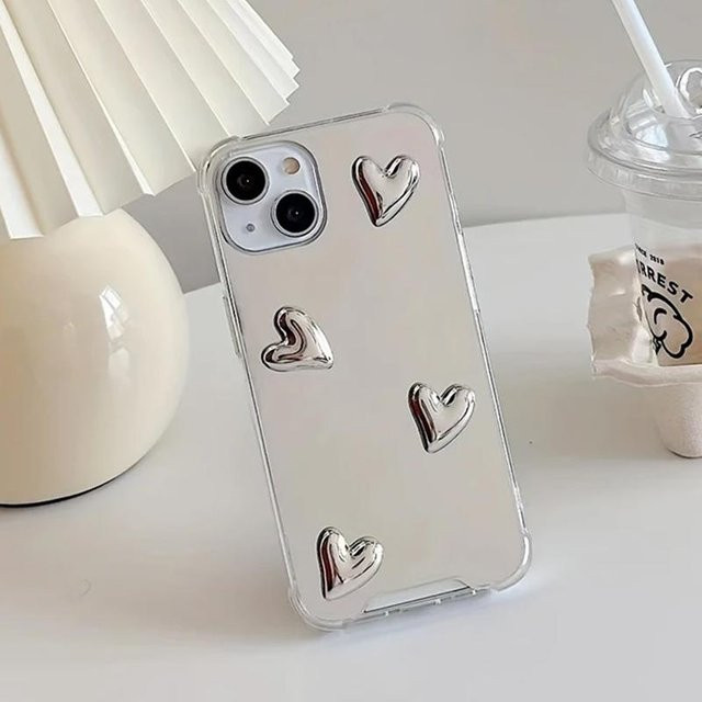 Liebesherz Silikonhülle mit Spiegel-Cover für Samsung Galaxy S25 S24 S23 S22 Ultra Plus FE A56 A36 A16 A06 A05 in Beige und Silber - Bild 1