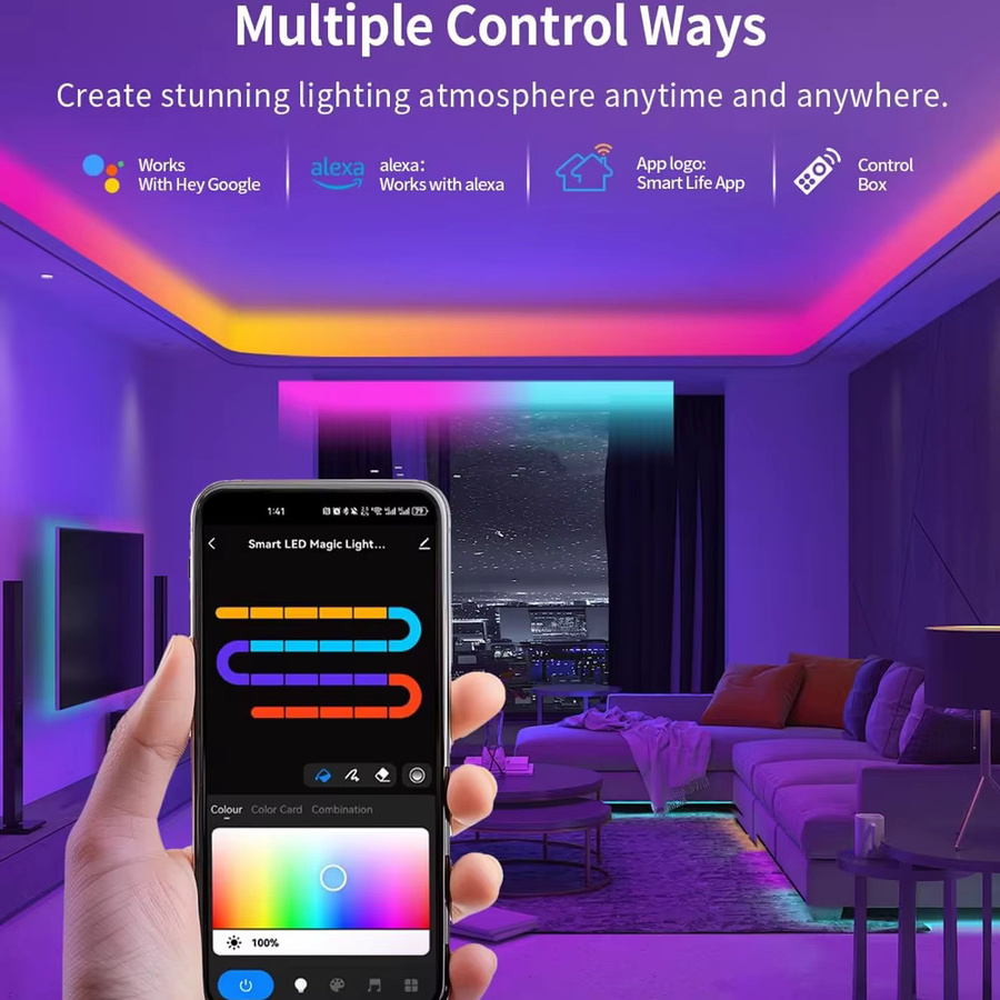CENFAYA Tuya Zigbee SPI LED Controller für RGB RGBW IC WS2812B WS2811 TM1803 TM1804 SK6812 Pixel Streifen, kompatibel mit Alexa und Google Home, 5V-24V, Multicolour - Bild 1