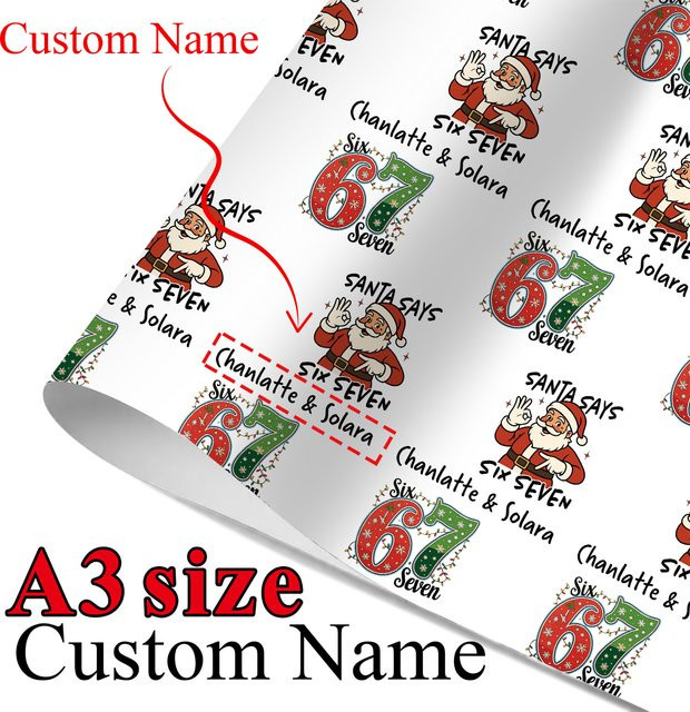 3 Stück personalisiertes Weihnachtsmann Geschenkpapier mit individuellem Namen für DIY-Bastelprojekte und Scrapbooking - Bild 1