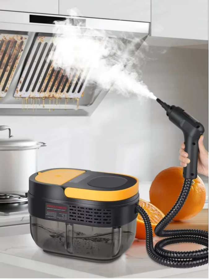 ELOOLE Handgehaltener Hochdruck-Dampfreiniger mit 2500W und 1600ml Wassertank in Gelb-Orange für Zuhause, Bad, Küche und Auto - Bild 1