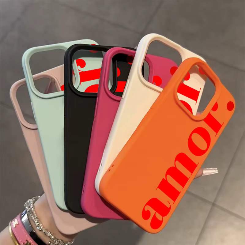 Stoßfeste Handyhülle mit künstlerischem Buchstabenmuster für Apple iPhone 11 bis iPhone 17 Pro Max, Farbe: Rot/Pink - Bild 1