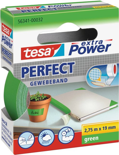 Tesa Extra Power Perfect Gewebeband Grün, Breite: 19 mm, Länge: 2,75 m - Bild 1
