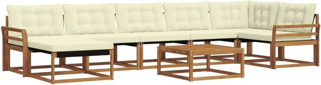 vidaXL Outdoor-Sofagarnitur 22-teilig aus Akazienholz in Natur und Creme mit Textilene-Polstern und abnehmbaren wetterfesten Kissen in L-Form - Bild 1