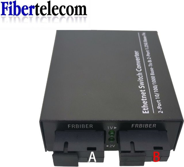 Tapirapeco Medienkonverter Glasfaser-Switch mit 2 RJ45 UTP und 2 SC Serat Optic Anschlüssen, Gigabit 10/100/1000M, Schwarz - Bild 1