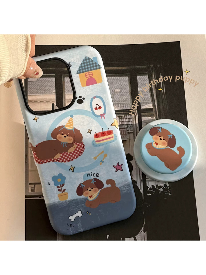 MUQGEW Magnetische iPhone Handyhülle mit Koreanischem Cartoon-Welpen Design, Stoßfeste Schutzhülle für iPhone 17 16 15 14 13 12 11 Pro Max Mini, Multicolor - Bild 5