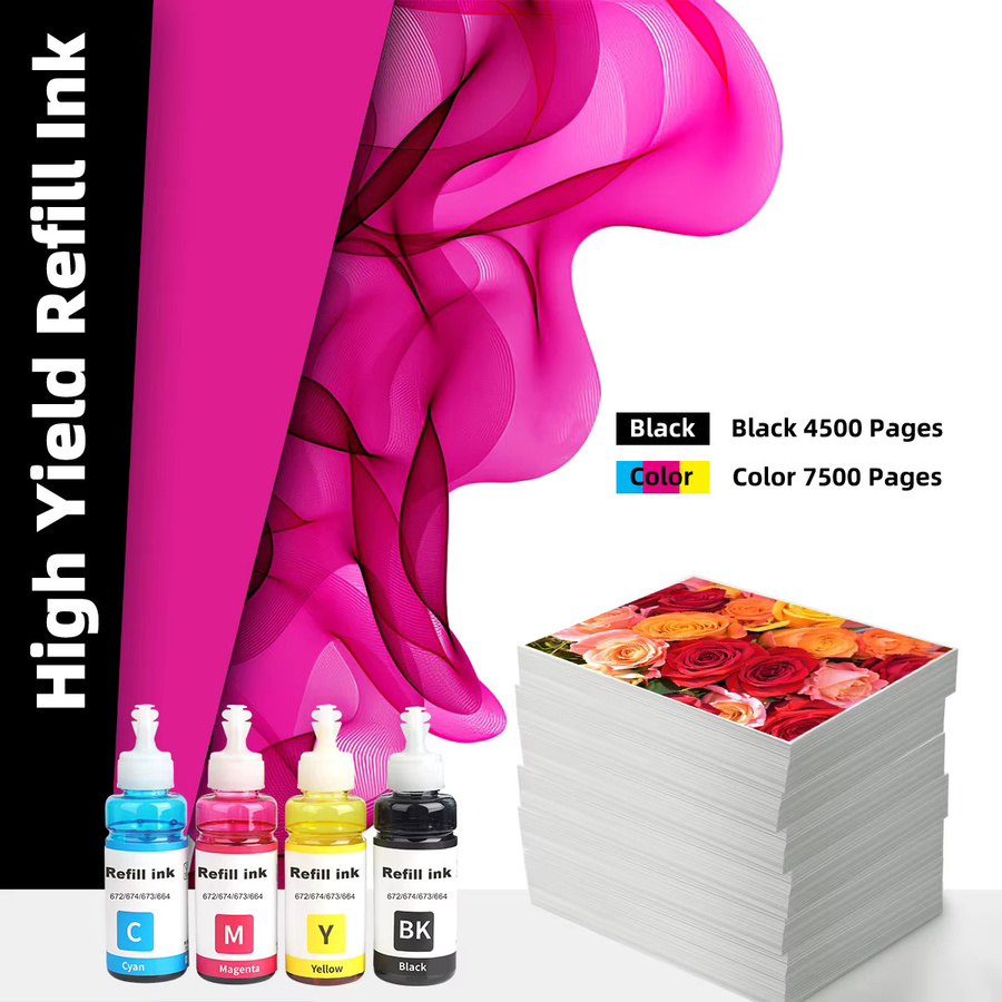 Epson Nachfülltinte für Inkjet-Drucker EP 664 672 673, Mehrfarbiges Set (Schwarz, Cyan, Magenta, Gelb) - Bild 3