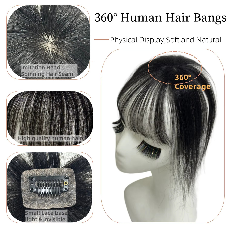 Anemone Haarfransen Clip Ins Pony, Brasilianisches Haar, Damen - Bild 2