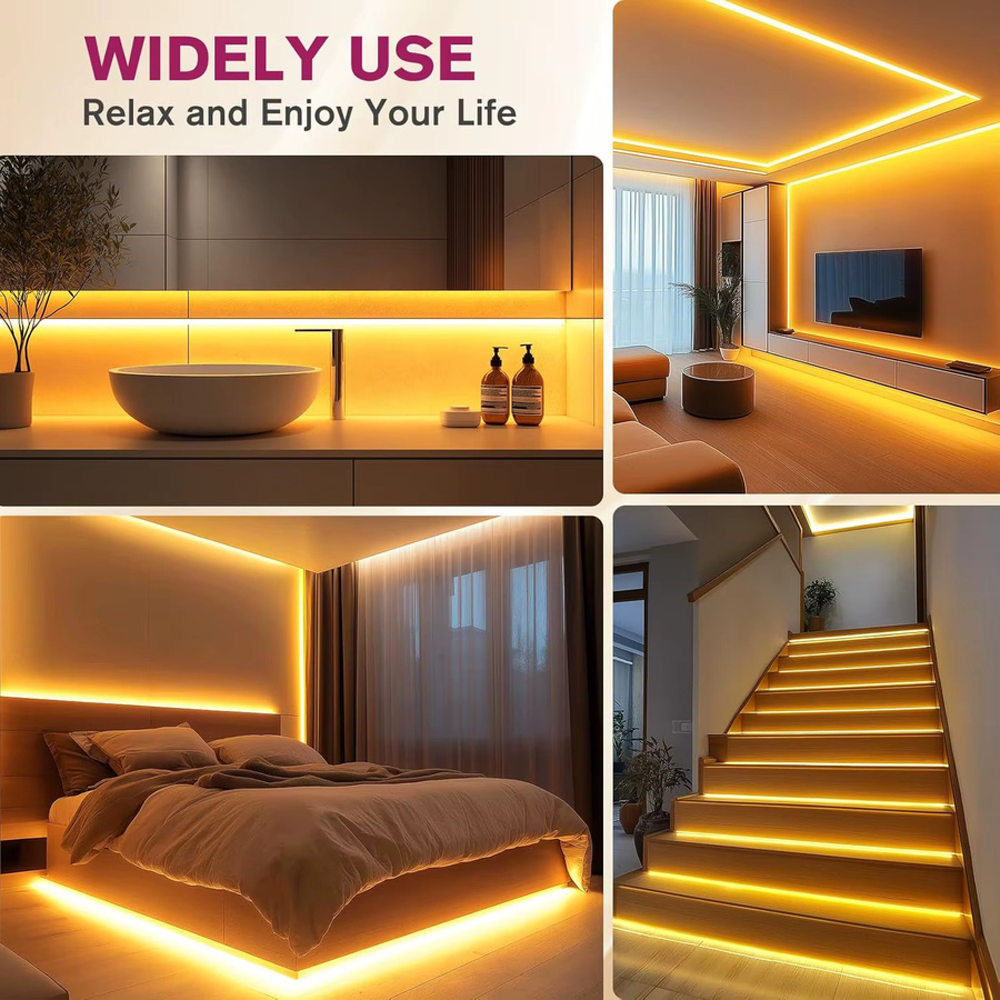 Acosh Neon COB-LED-Lichtleiste Warmweiß, batteriebetrieben mit 3 AA Batterien, selbstklebendes flexibles LED-Band für Schrankbeleuchtung und Möbel, Breite: 8 mm - Bild 5