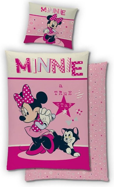 Disney Minnie Maus Bettwäsche Set in Pink für Kinder mit Bettbezug und Kissenbezug, B/T/H: 140 x 200 cm und 65 x 65 cm - Bild 1