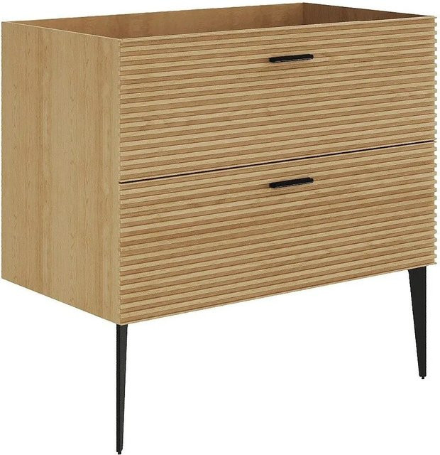 Waschbeckenunterschrank Vente-unique Sarone Modern in Naturfarben Hell Beige und Braun B/T/H: 80 x 46 x 55 cm - Bild 1