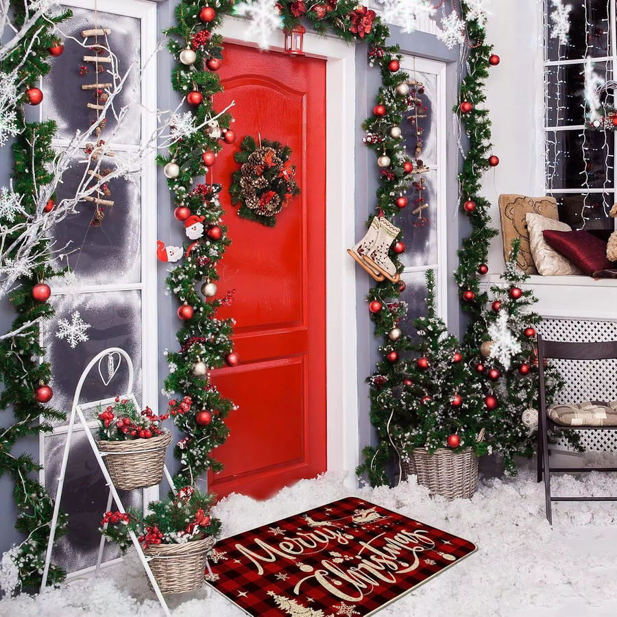 VIKAMA Frohe Weihnachten Fußmatte in Rot für Innen und Außen, B/T: 60 x 40 cm - Bild 2