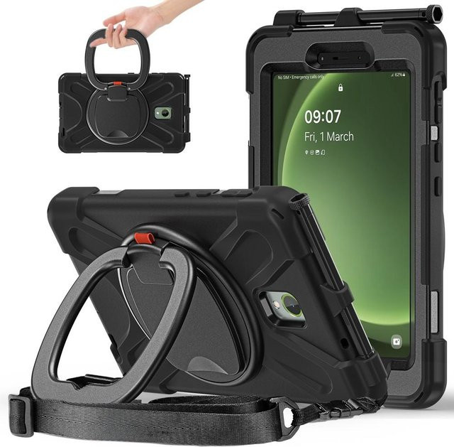 Stoßfeste Silikon und Hartschale Schutzhülle für Samsung Galaxy Tab Active 5 in Schwarz - Bild 1