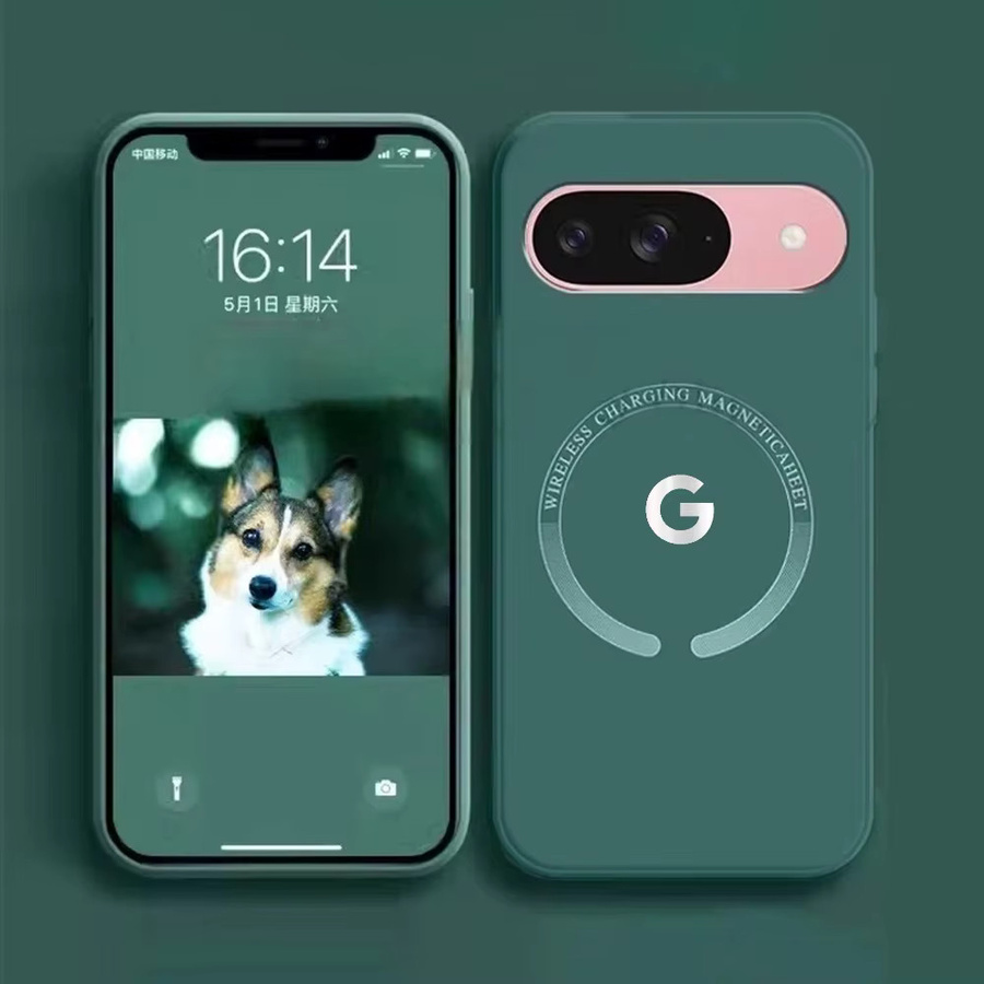 Magnetische Flüssig-Silikon-Schutzhülle für Google Pixel 10 9 Pro XL 8 7 6 5A Pro in Grün mit MagSafe kompatiblem kabellosem Laden - Bild 2