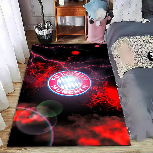 FC Bayern München Logo Teppich mit rotem Blitzdesign von Pacific Home Textiles, Anti-Rutsch-Fußmatte aus Polyester, B/T: 90 x 60 cm - Bild 1