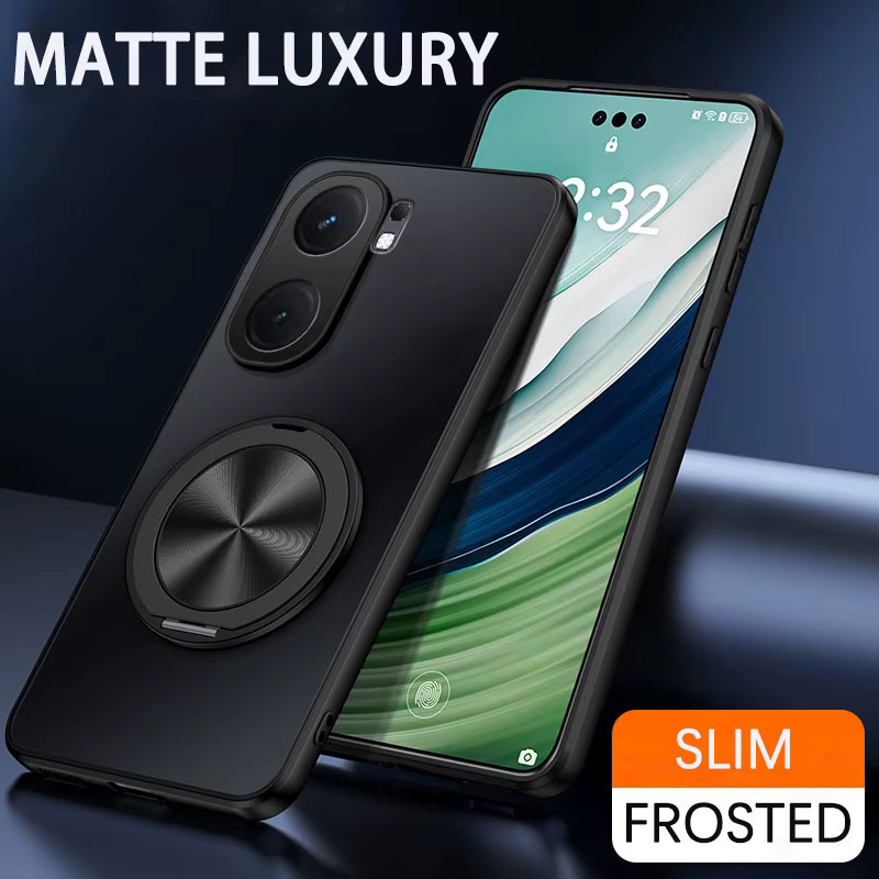 Stoßfeste magnetische Rückseite-Schutzhülle für HONOR Magic 6 Pro Lite X9C mit mattem AG-Finish und Ringhalter in Blau oder Schwarz - Bild 1