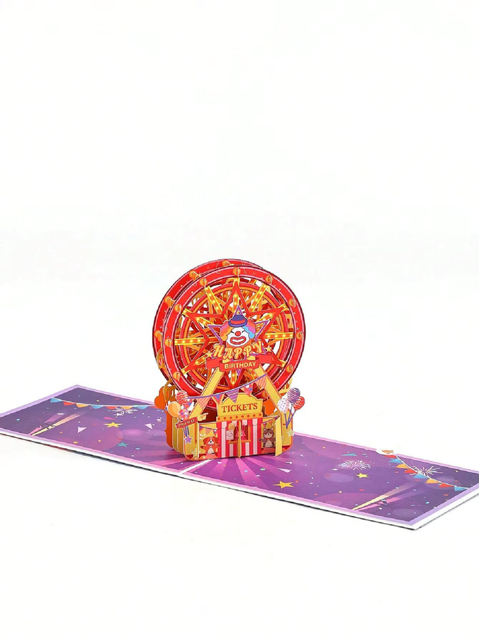 Opjoys 3D-Popup-Grußkarte Zirkus-Riesenrad zum Geburtstag in Mehrfarbig - Bild 2