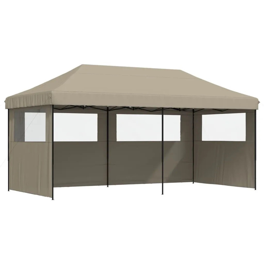 vidaXL Pop-Up Partyzelt mit 3 Seitenteilen und transparenten Fenstern, Taupe/Beige, B: 315 cm, T: 292 cm, H: 210 cm - Bild 2