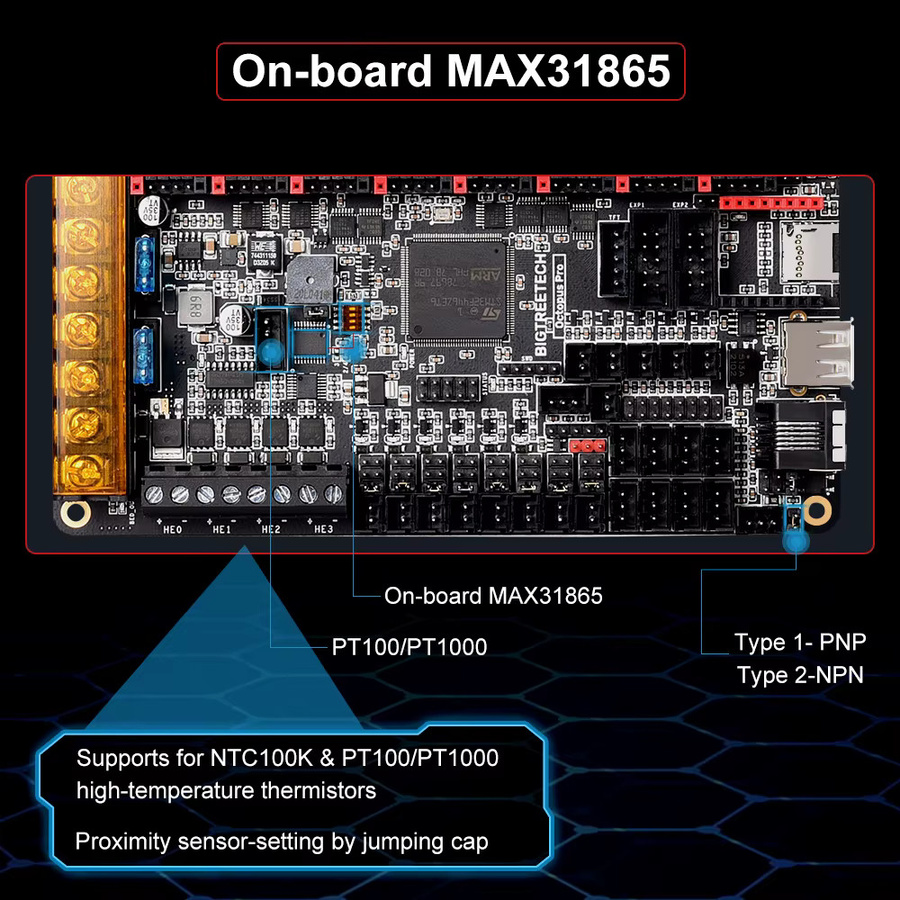 Bigtreetech Octopus Pro v5.0 BTT Motherboard für Klipper 3D Drucker mit TMC2209 und TMC5160 in Schwarz - Bild 2