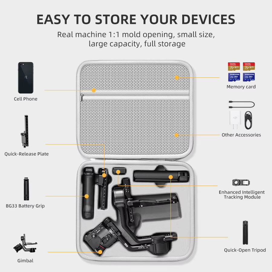 XFJI Tragbare Hartschalen-Aufbewahrungstasche RS5 für DJI Ronin RS 5 Gimbal-Stabilisator in Grau - Bild 2
