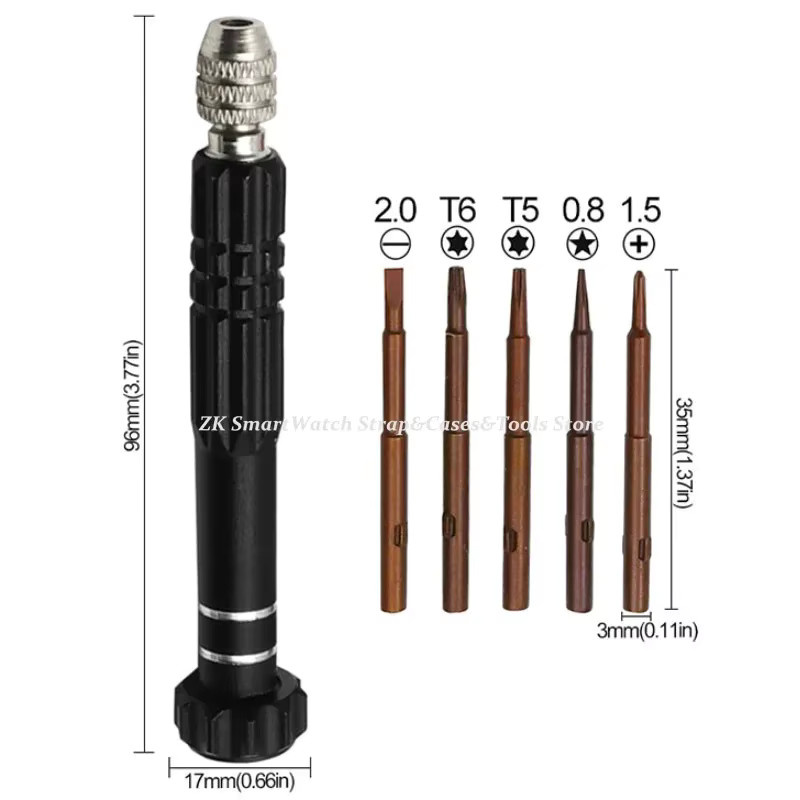 5-in-1 Multifunktionales Mini-Schraubendreher-Set aus Edelstahl für Uhren, Brillen, Elektronik und Schmuck in Rot und Schwarz - Bild 3