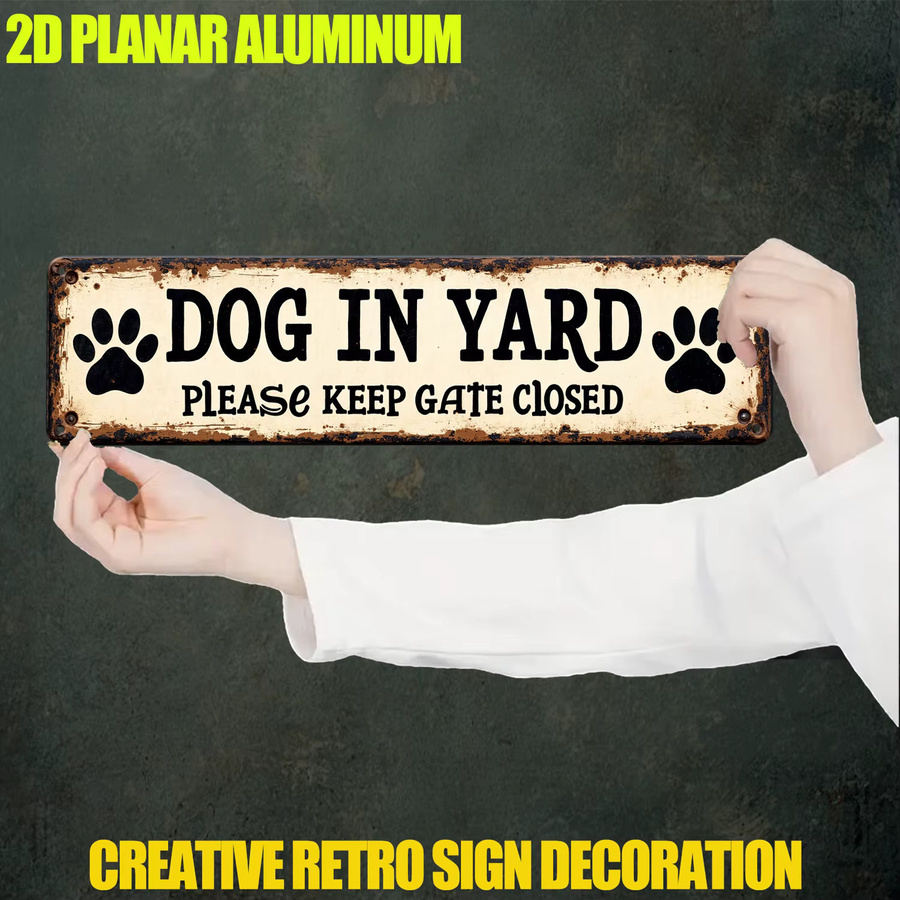CIFBUY Pfotenabdruck-Dekoration Schild Hunde im Garten – Bitte halten Sie das Tor geschlossen, Metall, Weiß, B/H: 40,64 x 40,64 cm - Bild 5