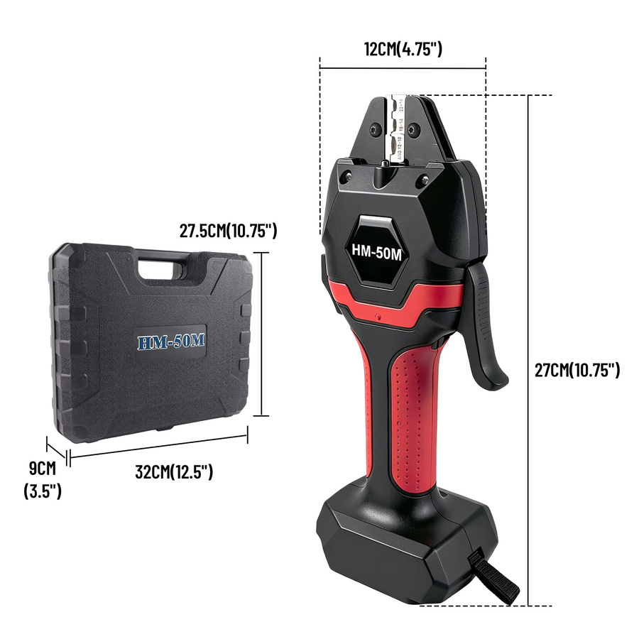 Podofo HM-50M Kabellose Lithium-Ionen-Kaltpresszange, elektrischer hydraulischer Terminal-Crimper in Schwarz - Bild 8