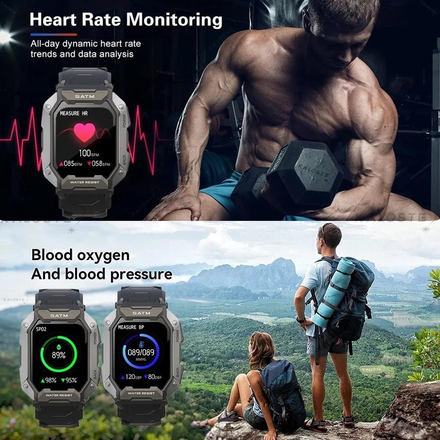 LIGE Smartwatch, Bluetooth, Silikon, Schwarz, Herren - Bild 6