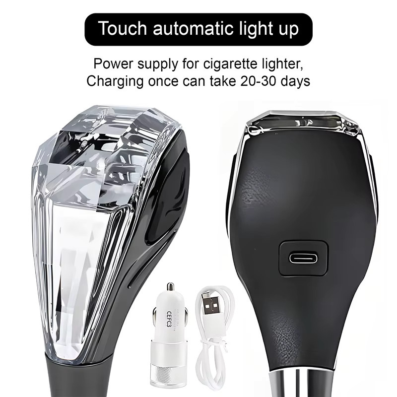 BIEPU Kristall-Schaltknauf mit LED in sieben Farben, transparent, passend für 8-10-12mm Durchmesser, 5-Gang oder 6-Gang, kompatibel mit Toyota, Lexus, Mitsubishi und Honda - Bild 3