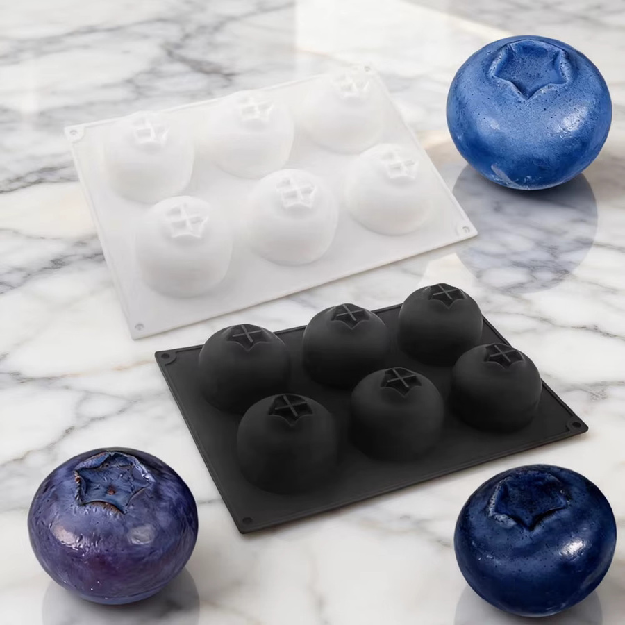 SHENHONG Silikon Schokoladenform für Mousse und Kuchen mit verschiedenen Designs wie Erdnuss, Pekannuss, Pistazie, Vanille, Blaubeere oder Rose, rund - Bild 3