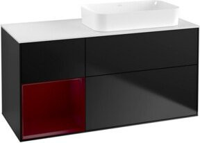 V&B Waschtischunterschrank Finion mit Wandbeleuchtung in Blau Matt Lacquer, B/T/H: 120 x 60 cm - Bild 1