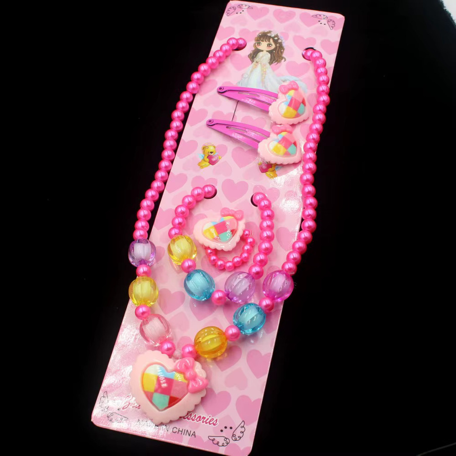 weyena Schmuckset Kinder, Herzperlen, Halskette, Armband, Haarspangen - Bild 2