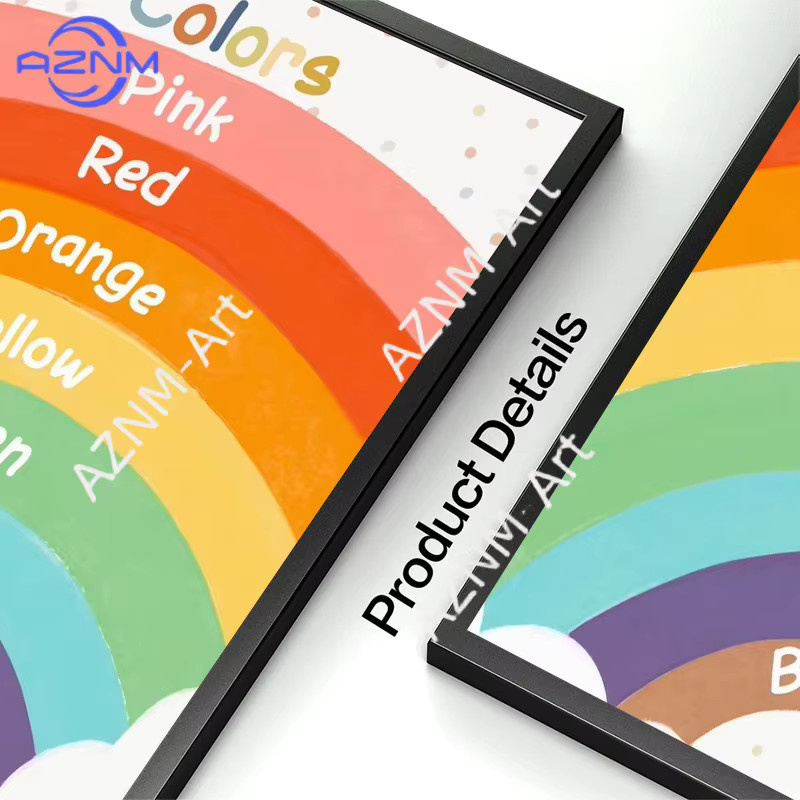 KAYOU Montessori Lernposter für Kinder mit geometrischen Formen und Wetter-Motiven als bunte Leinwand Wandkunst zur Raumdekoration - Bild 2