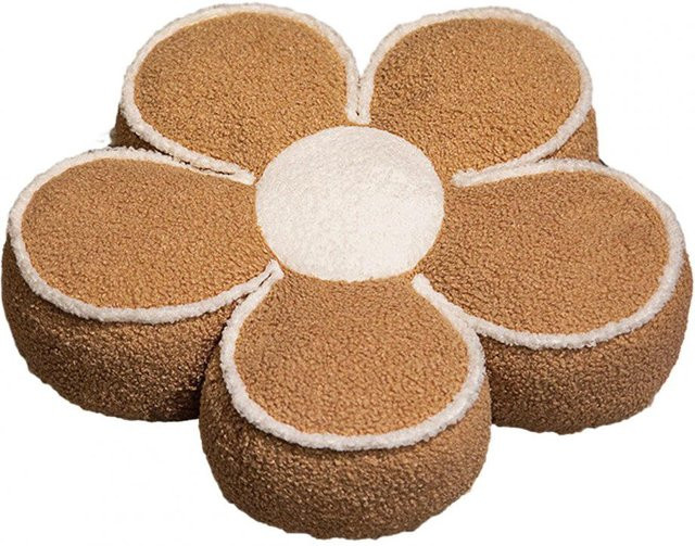 Yiran Furniture Blütenblatt Puff Sitzkissen in Beige, rundes Blumenkissen aus Samt mit Durchmesser: 40 cm - Bild 1