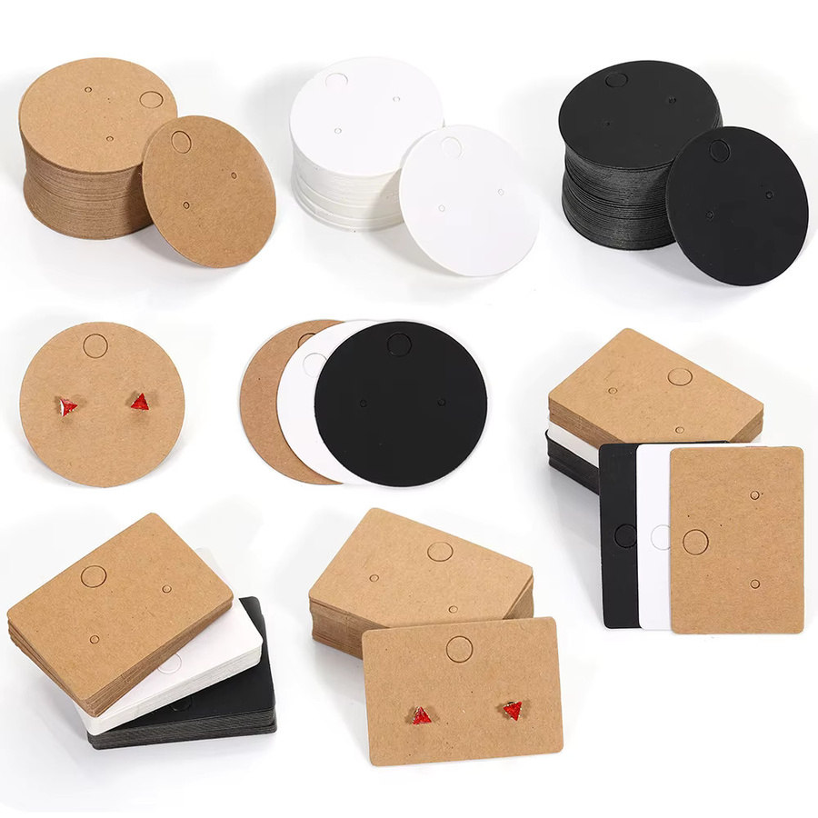 50 Stück MINGXUAN Kraftpapier-Karten für Schmuck-Display in Braun und Multicolour, blanko Etiketten für Ohrstecker und Preisschilder - Bild 1