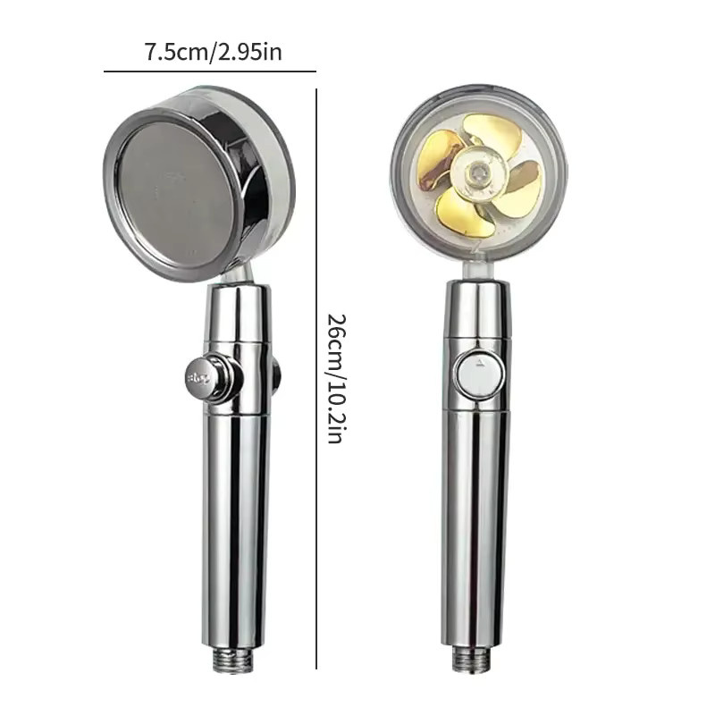 DOCO LAB Duschkopf mit rotierendem Doppelturbo-Druckpropeller in Chrom und Silber, rund - Bild 4