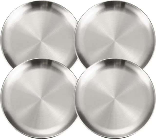 JAOER 4er Set Edelstahl Servierplatten Silber für BBQ, Fleisch, Gemüse und Dessert - Bild 1