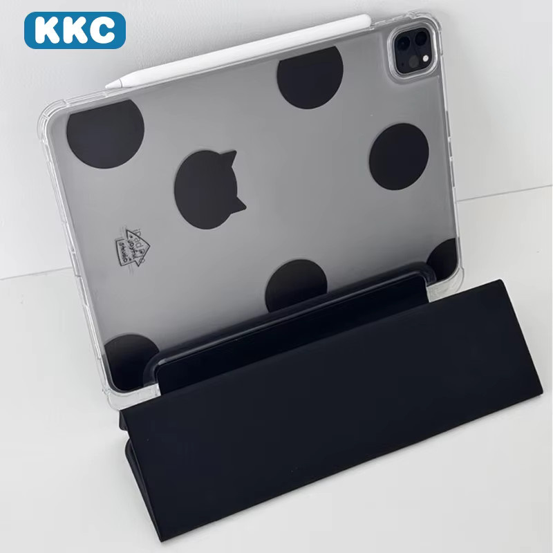INS Schutzhülle für iPad 9./8./7. Generation 10,2 Zoll und iPad Pro 10./11. Zoll sowie iPad Pro M4 11 Zoll, transparent mit schwarz-weißen Punkten - Bild 3