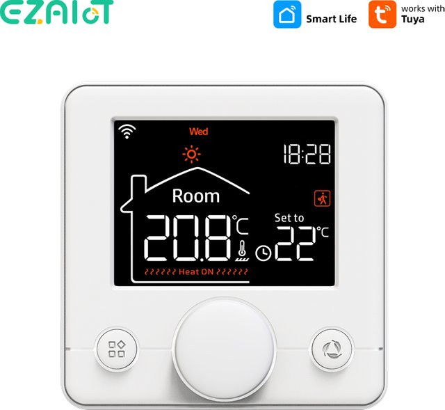 EZAIOT Tuya Smart Home Thermostat für elektrische Bodenheizung und Gasheizung, WiFi Temperaturregler mit App-Steuerung, kompatibel mit Google und Alexa, Weiß - Bild 1