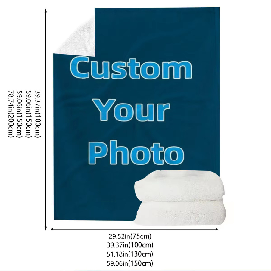 Personalisierte Foto-Fleece-Decke von SRH in Blau, weiche und warme Winter-Plüschdecke für Sofa und Bett - Bild 4