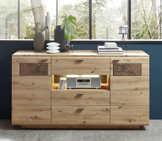 Sideboard vito LAVADO in Artisan Eiche Nachbildung, Braun, mit integrierter Beleuchtung und Soft-Close-Schubladen, B/T/H: 175 x 47 x 98 cm - Bild 1