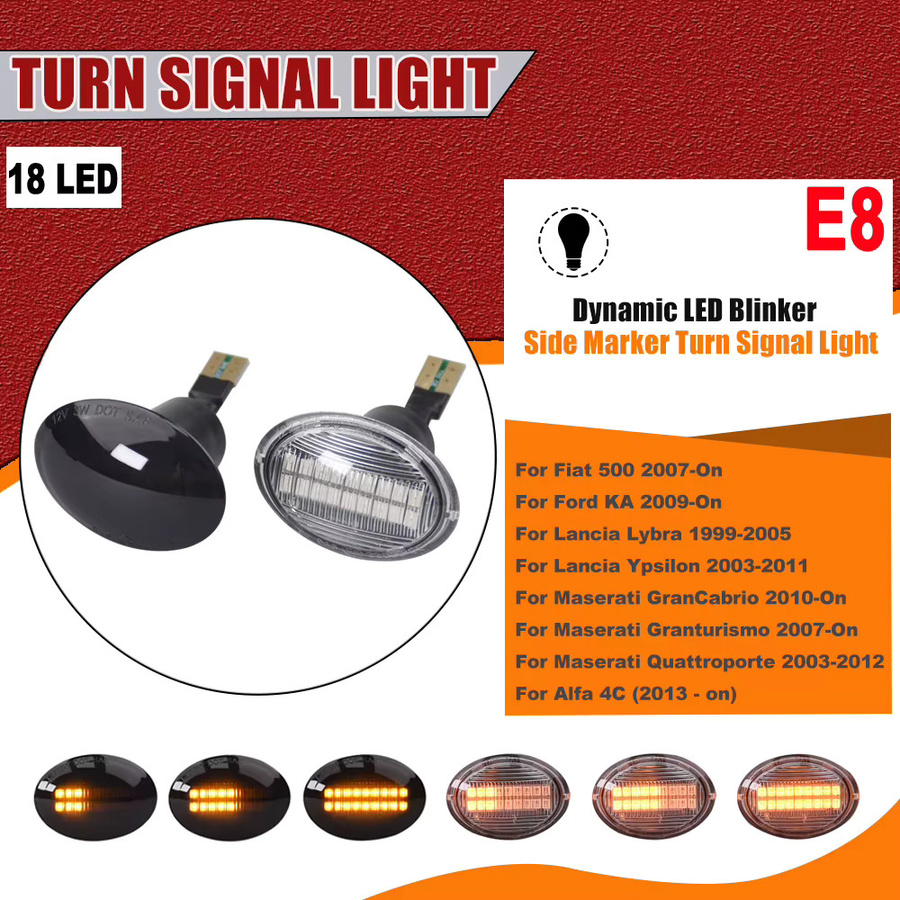 Malcayang LED-Seitenmarkierungsleuchte mit Blinkerfunktion für Fiat 500, Alfa 4C und Maserati Granturismo 2007 sowie GranCabrio 2010 - Bild 2