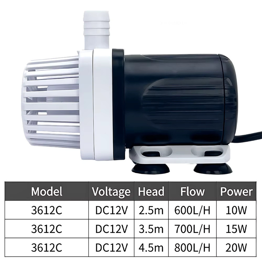 Leise DC12V Tauchpumpe von xmshxltd in Weiß mit einer Durchflussrate von 600-800L/H für Aquarium, Pool und Wasserzirkulation - Bild 2
