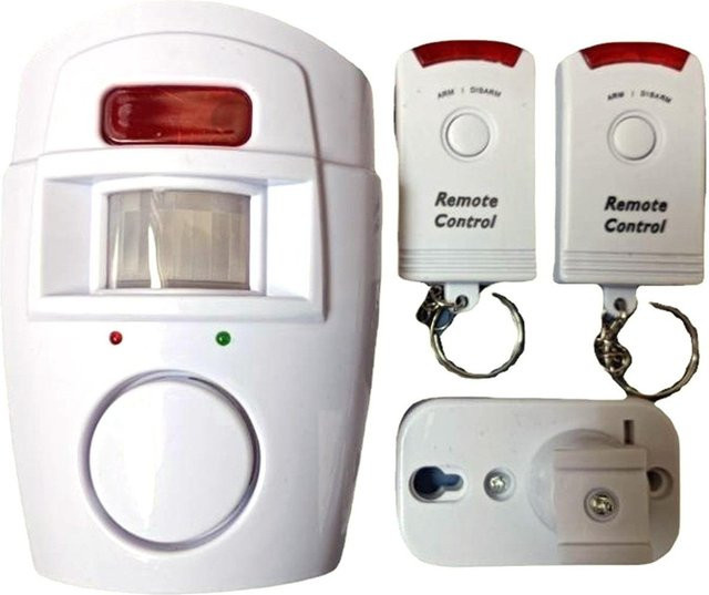 Pig Boutique Kabelloser PIR-Bewegungsmelder Alarm mit Fernbedienung, Batteriebetriebenes Infrarot-Hausalarmsystem, Weiß - Bild 1