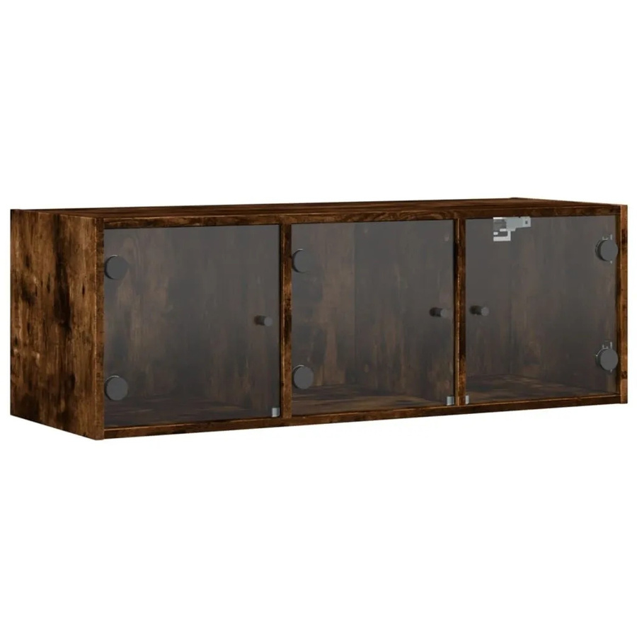 vidaXL Wandschrank mit Glastüren in Räuchereiche, B/T/H: 102 x 37 x 35 cm - Bild 2