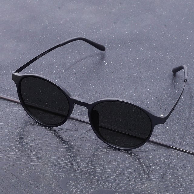 LOERHUNAR Sonnenbrille, rund, Vollrand, Titan, schwarz, Unisex - Bild 1